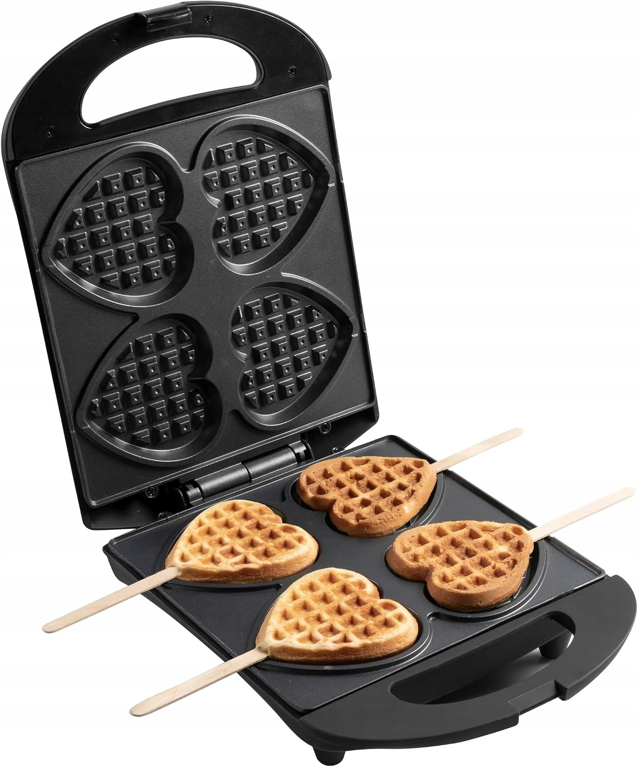 Heart Waffle Maker Bestron Stick Coating Non-Stick Black 700W