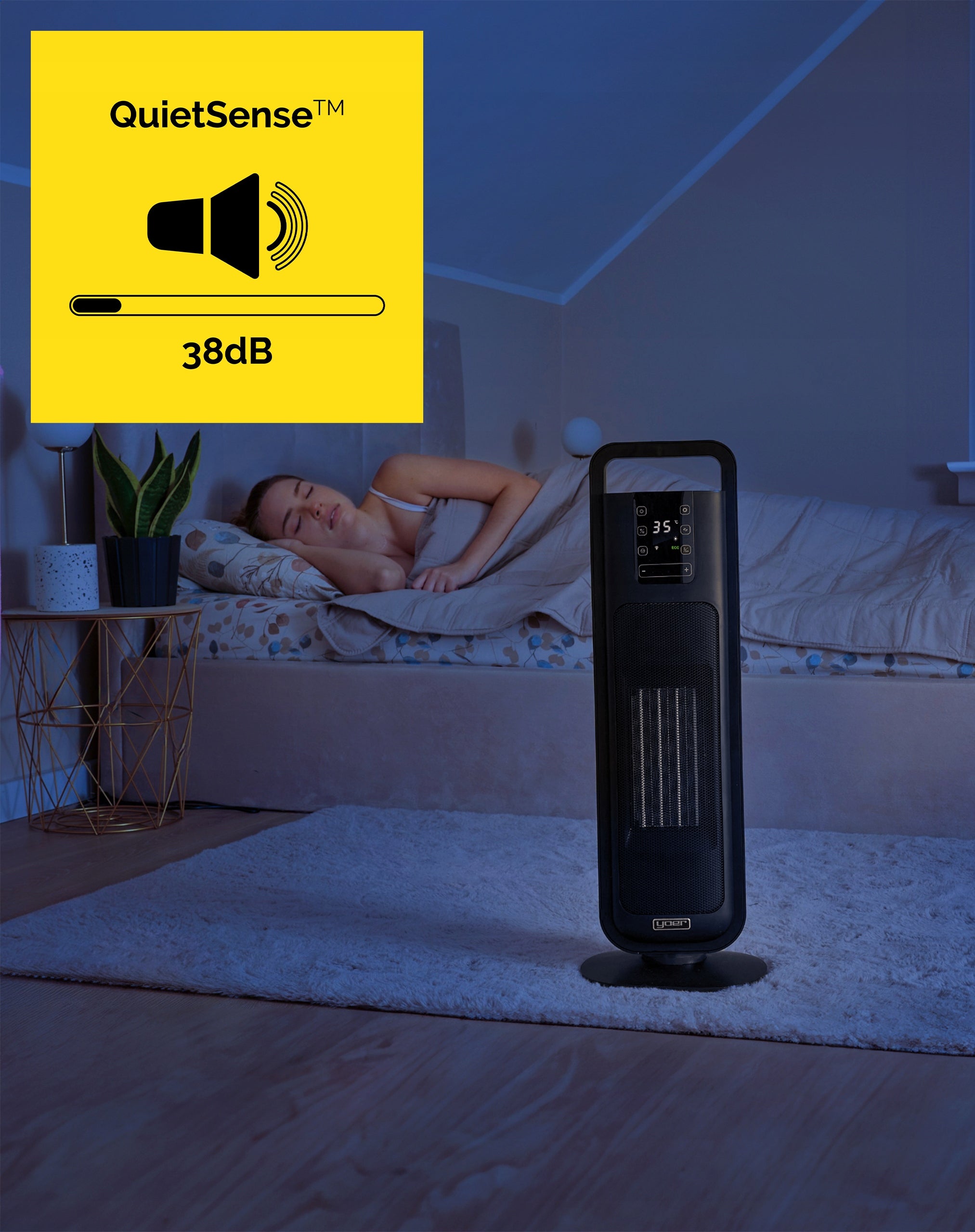 Heat Fan Farelka Silent 38dB Yoer 2000W +Timer 4Modes Energy Efficient Model Feno Grzejnik elektryczny