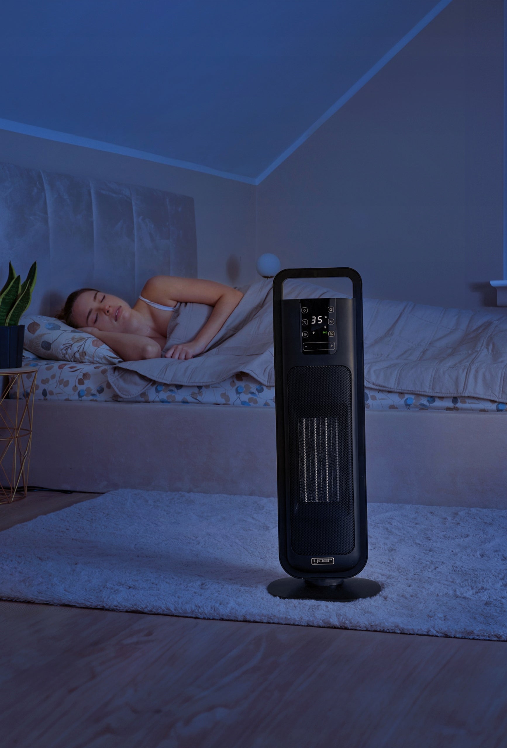 Heat Fan Farelka Silent 38dB Yoer 2000W +Timer 4Modes Energy Efficient Packaging status original