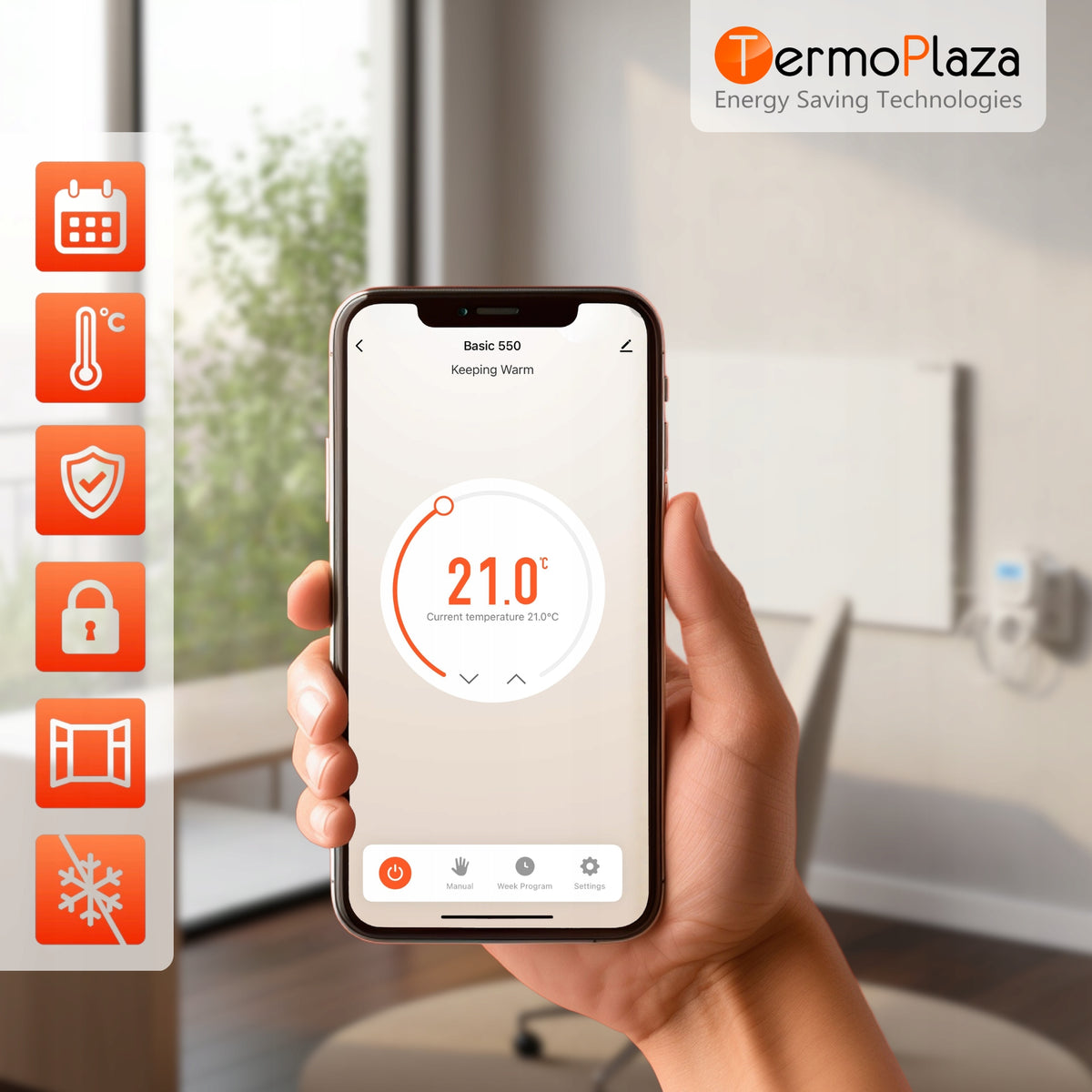Heater Polish with thermostat 550W (9-14m) convector heating panel WiFi Manufacturer code Basic 550