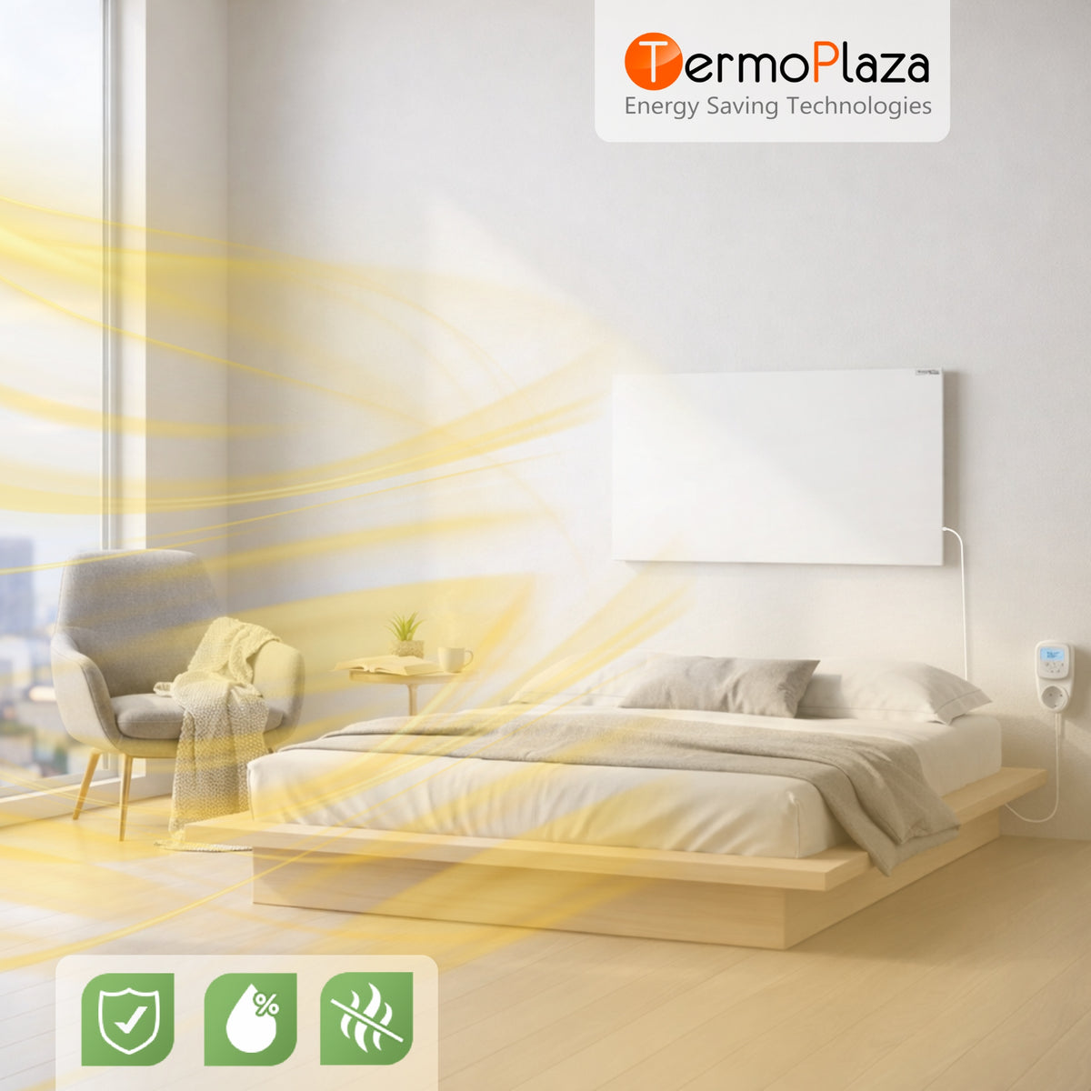 Heater Polish with thermostat 550W (9-14m) convector heating panel WiFi Packaging status original
