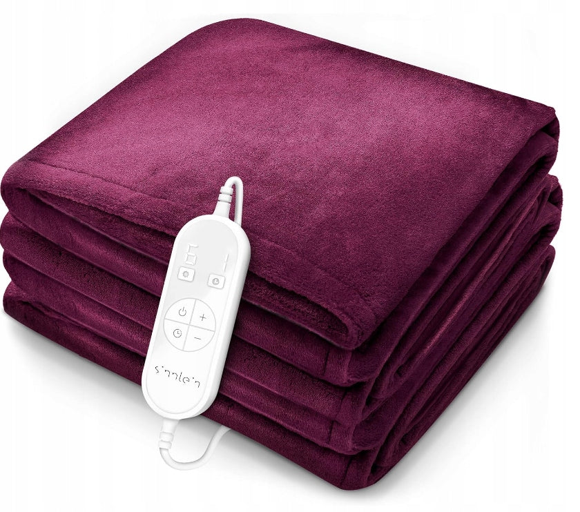 Heating Blanket Electric Plush LCD 150x130cm 9 Modes TIMER LED Red
