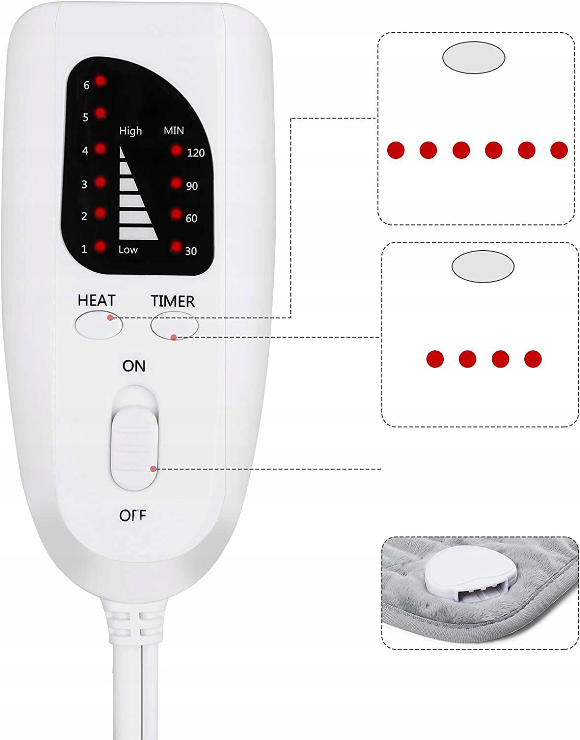Heating Pillow Electric Mat 60x30cm Washable, With Timer Brand no brand