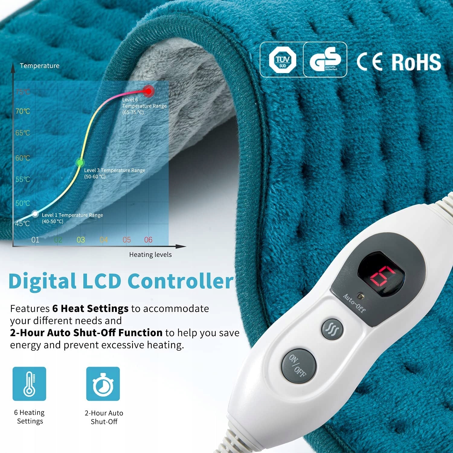 Heating Pillow Electric Mat Hosome HP05E-3060 Colour Turquoise 30x60 Medical device no