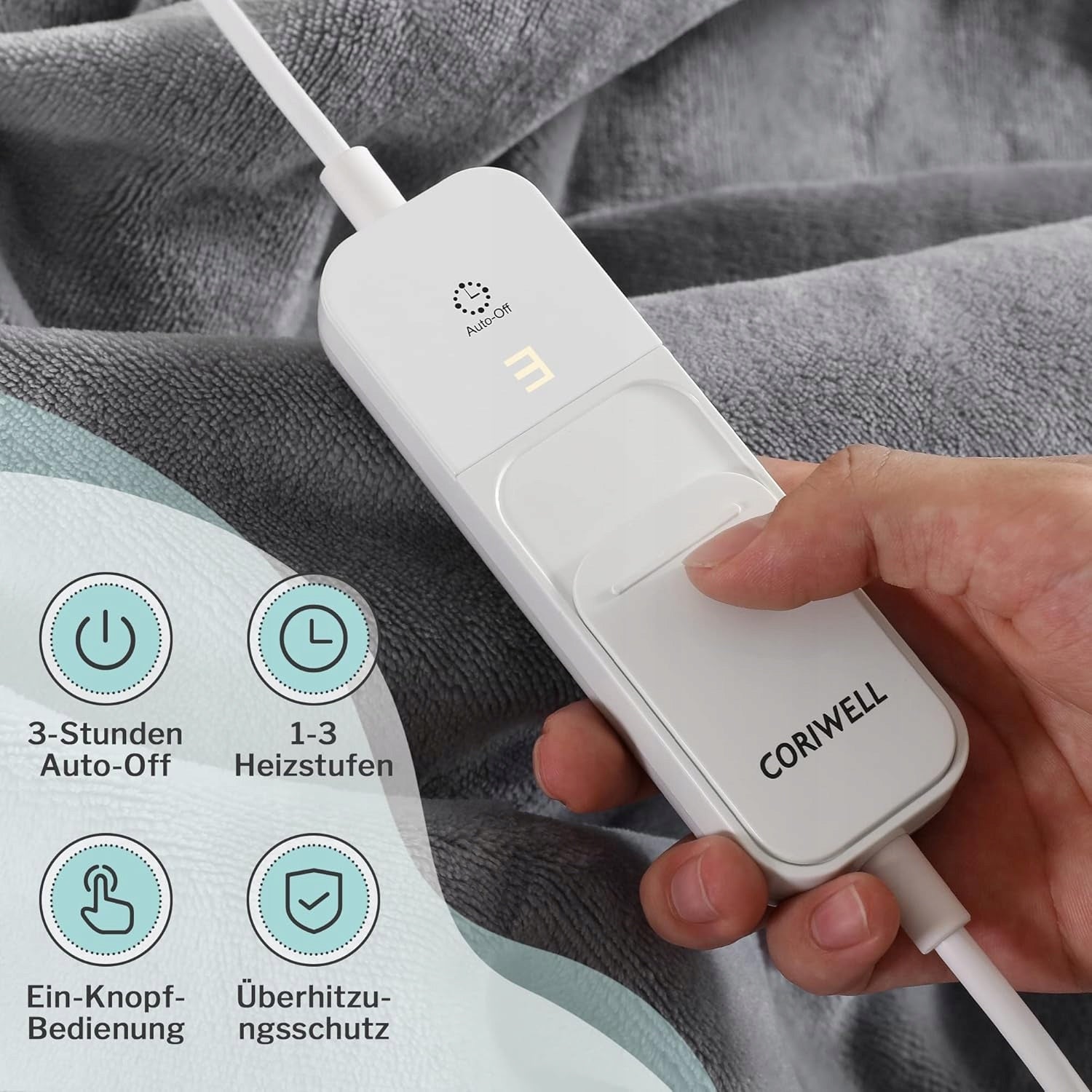 Heating blanket with automatic shut-off, flannel, electric 180x130 cm EAN (GTIN) 5713205043486