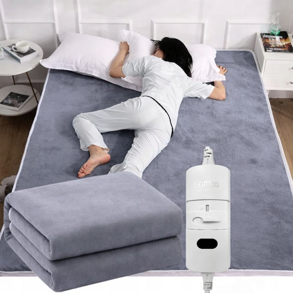 Heating mat ELECTRIC BLANKET large 150x120 cm heated WITH REMOTE CONTROL grey Manufacturer of a medical device brak informacji