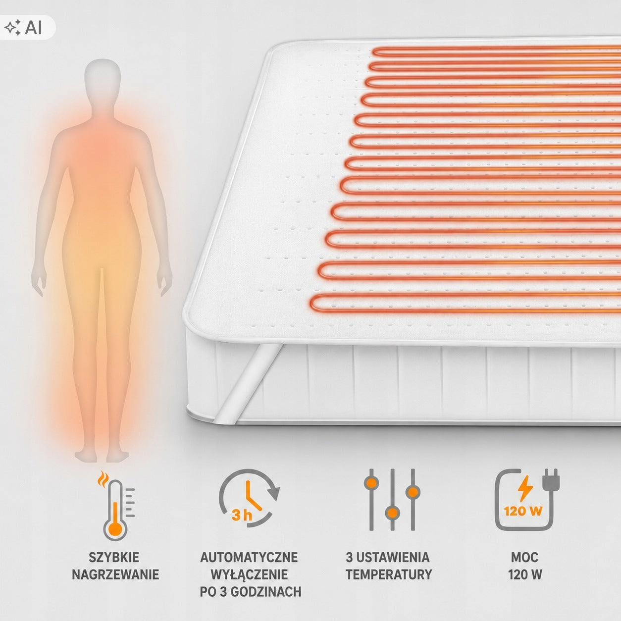 Heating mat Sinnlein 160x140 cm electric 2 zones 2 regulators 120W Medical device no