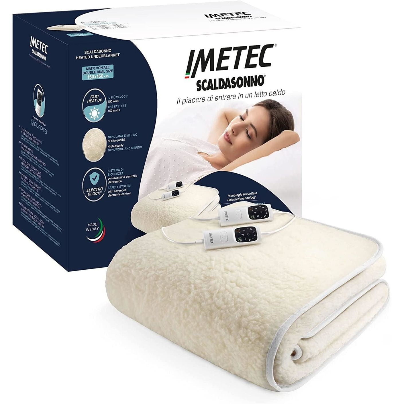 Heating mat electric blanket Imetec 16630 150W 150 x 80 cm timer 6 degrees EAN (GTIN) 8007403166342