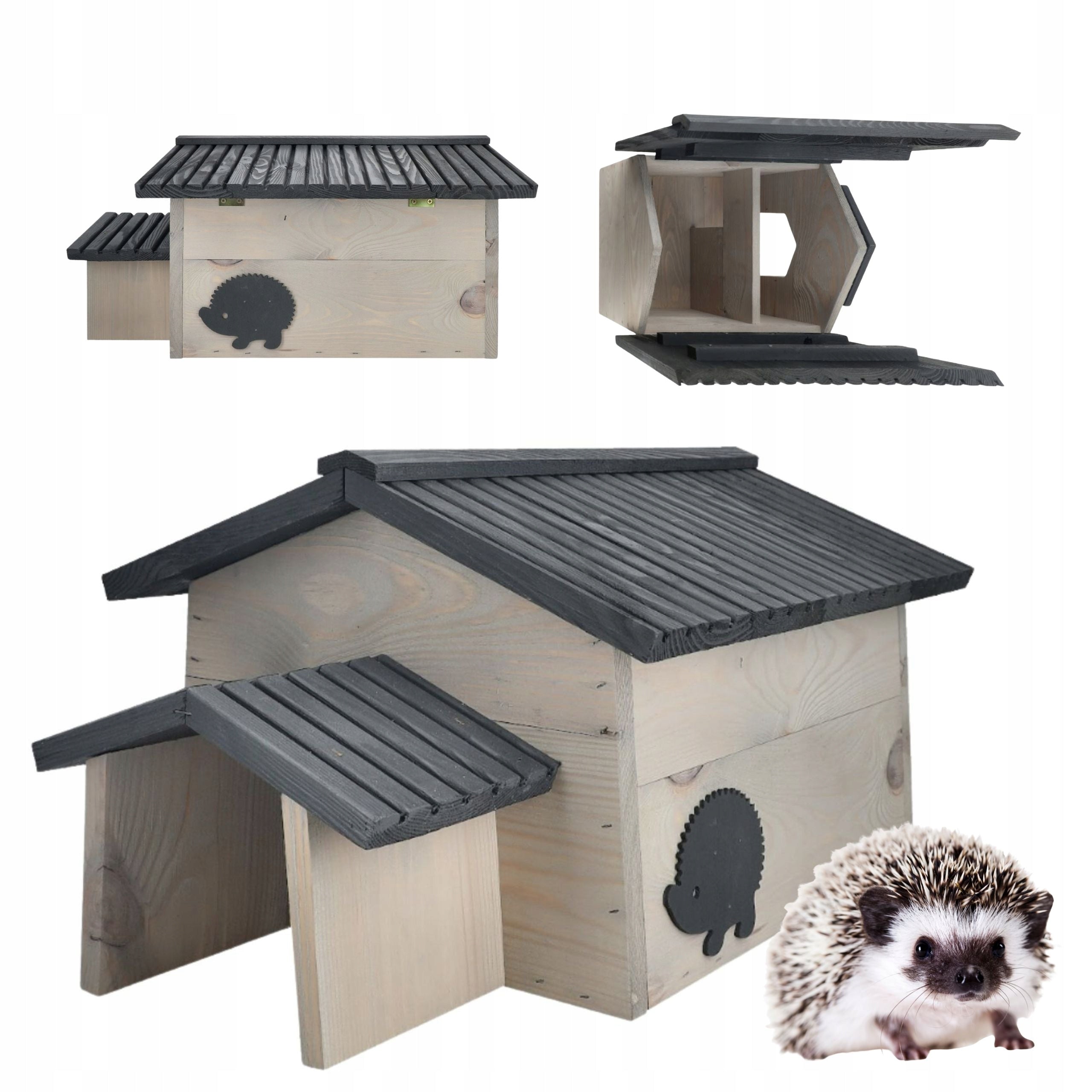 Hedgehog House Large Wooden Strong Shelter Tilting Roof 55x38x28cm