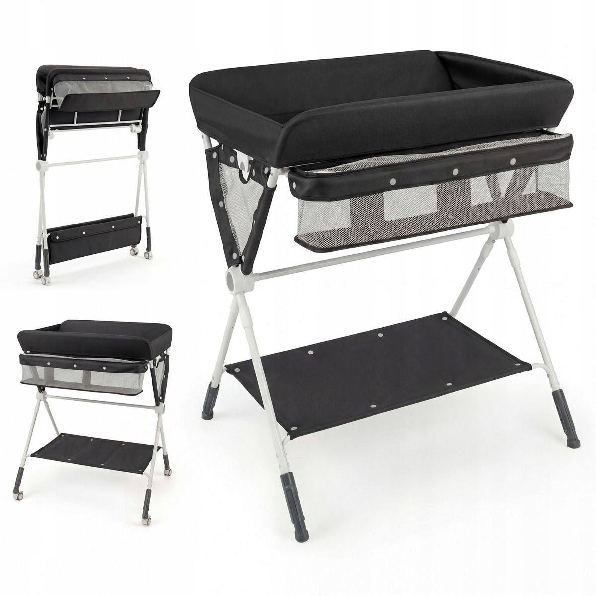 Height Adjustable Changing Table Black Portable Baby Changing Table