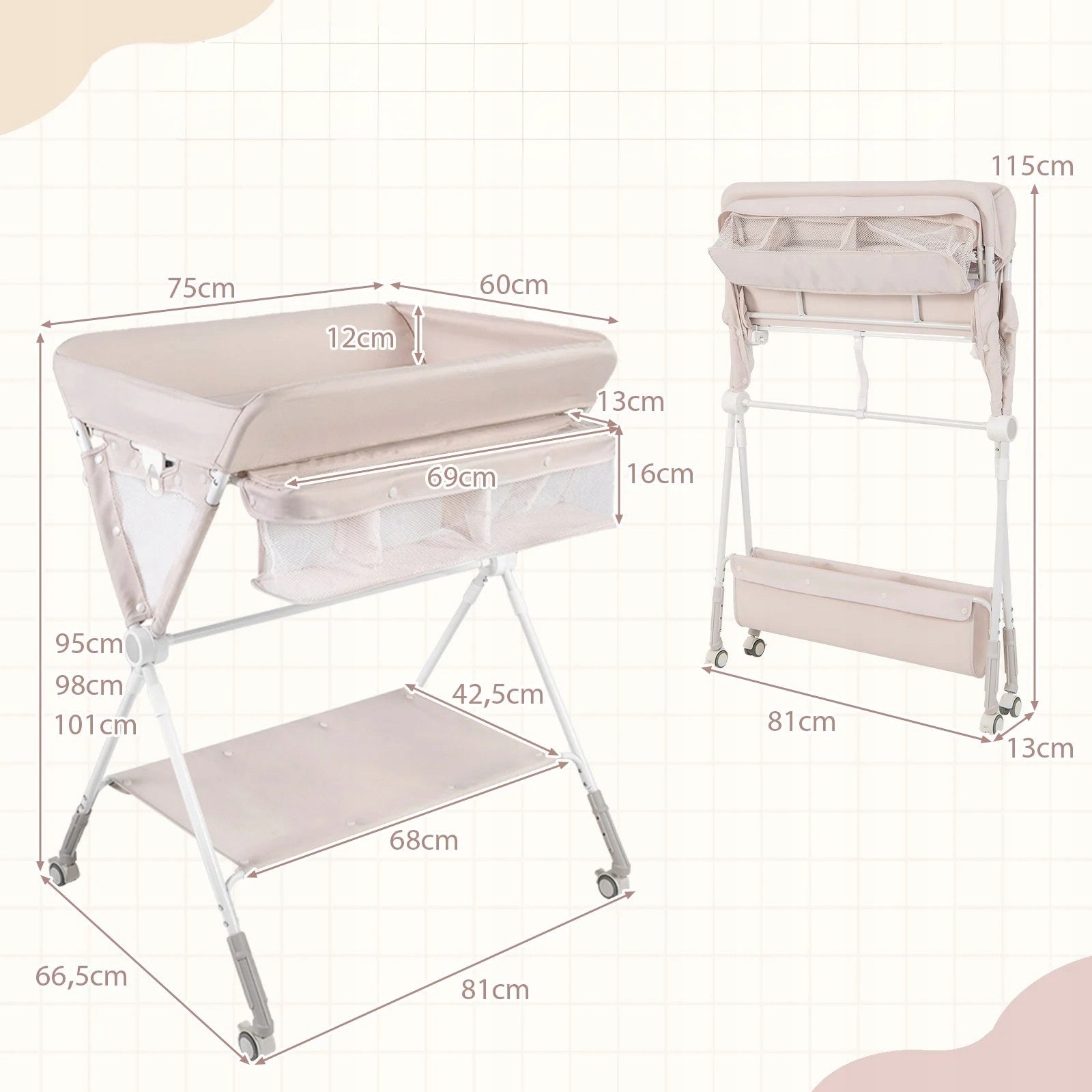 Height Adjustable Changing Table Portable Baby Changing Table Medical device no