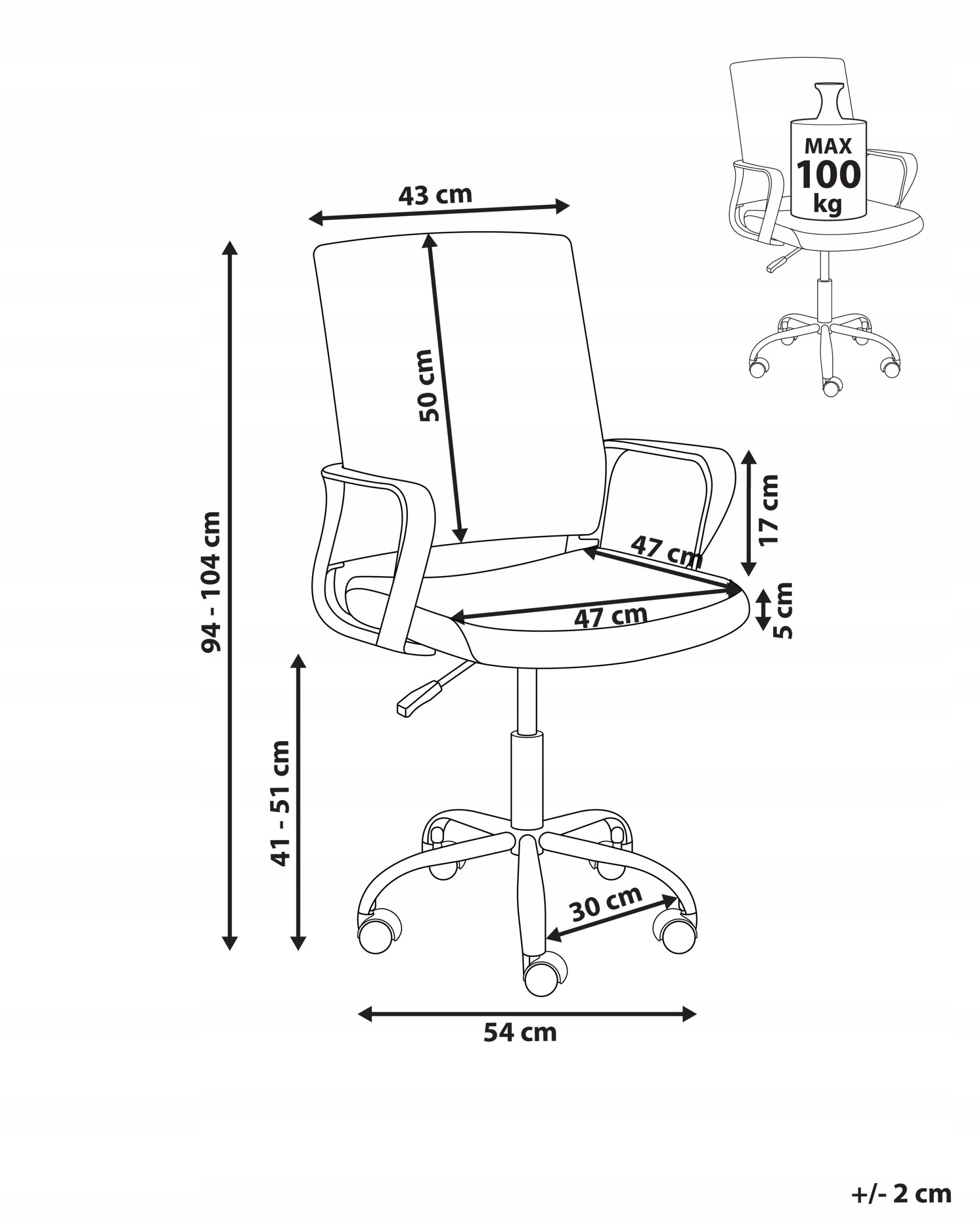Height Adjustable Swivel Office Chair on Wheels Blue Medical device no