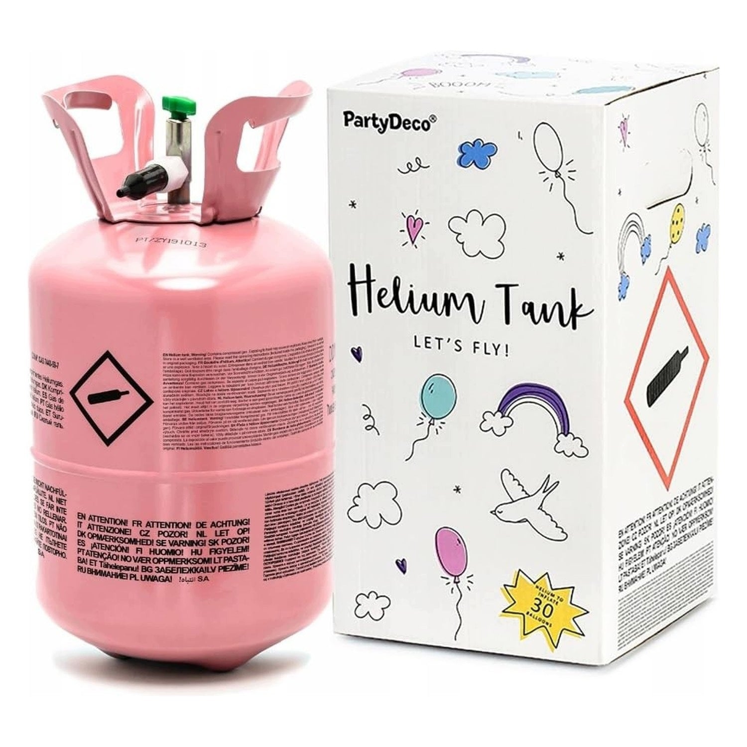 Helium cylinders up to 30 balloons - with pump - pink - easy to use