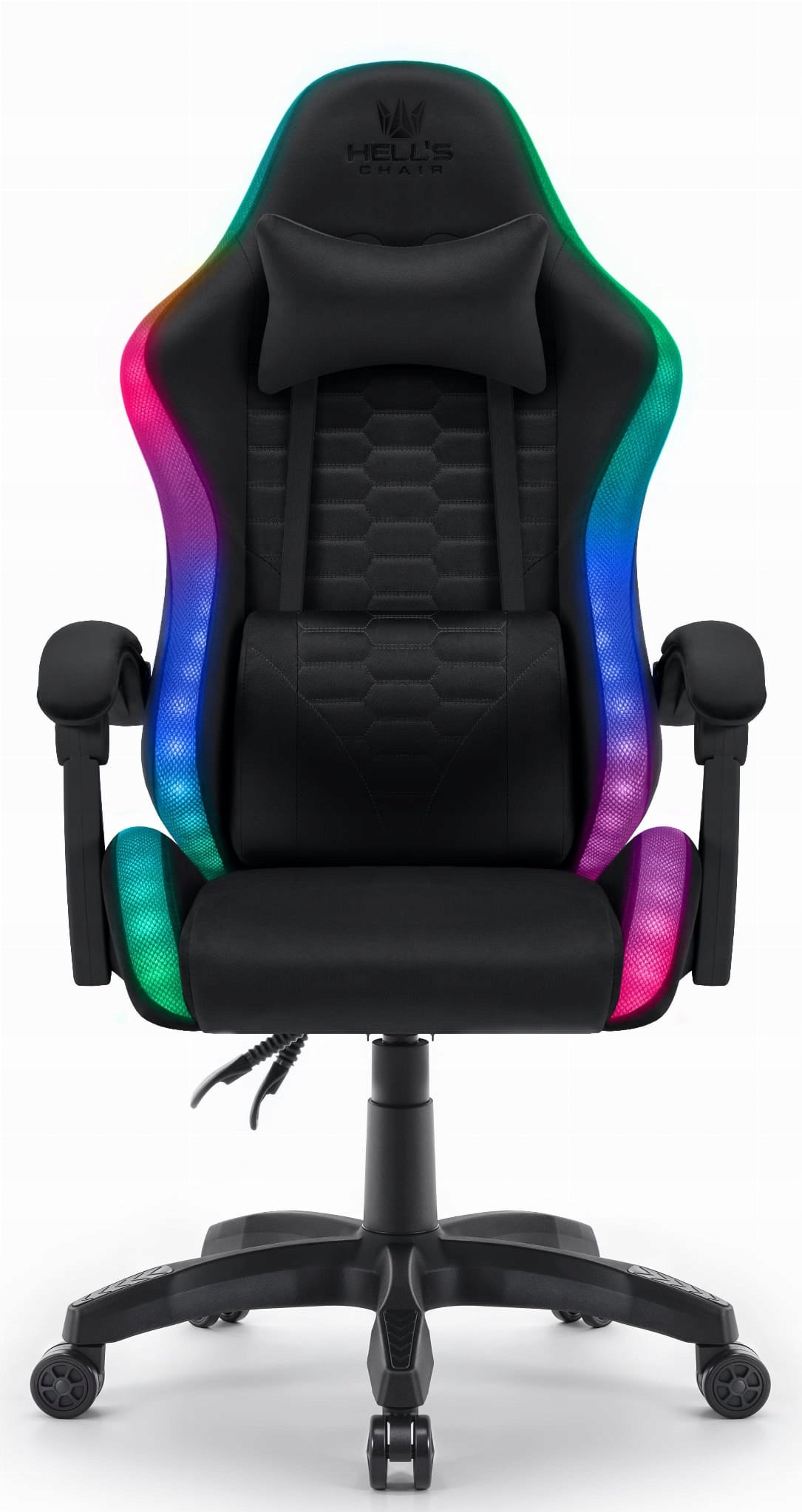 Hell's Chair HC- 1000 Black LED RGB Rotating Gaming Chair Packaging status original