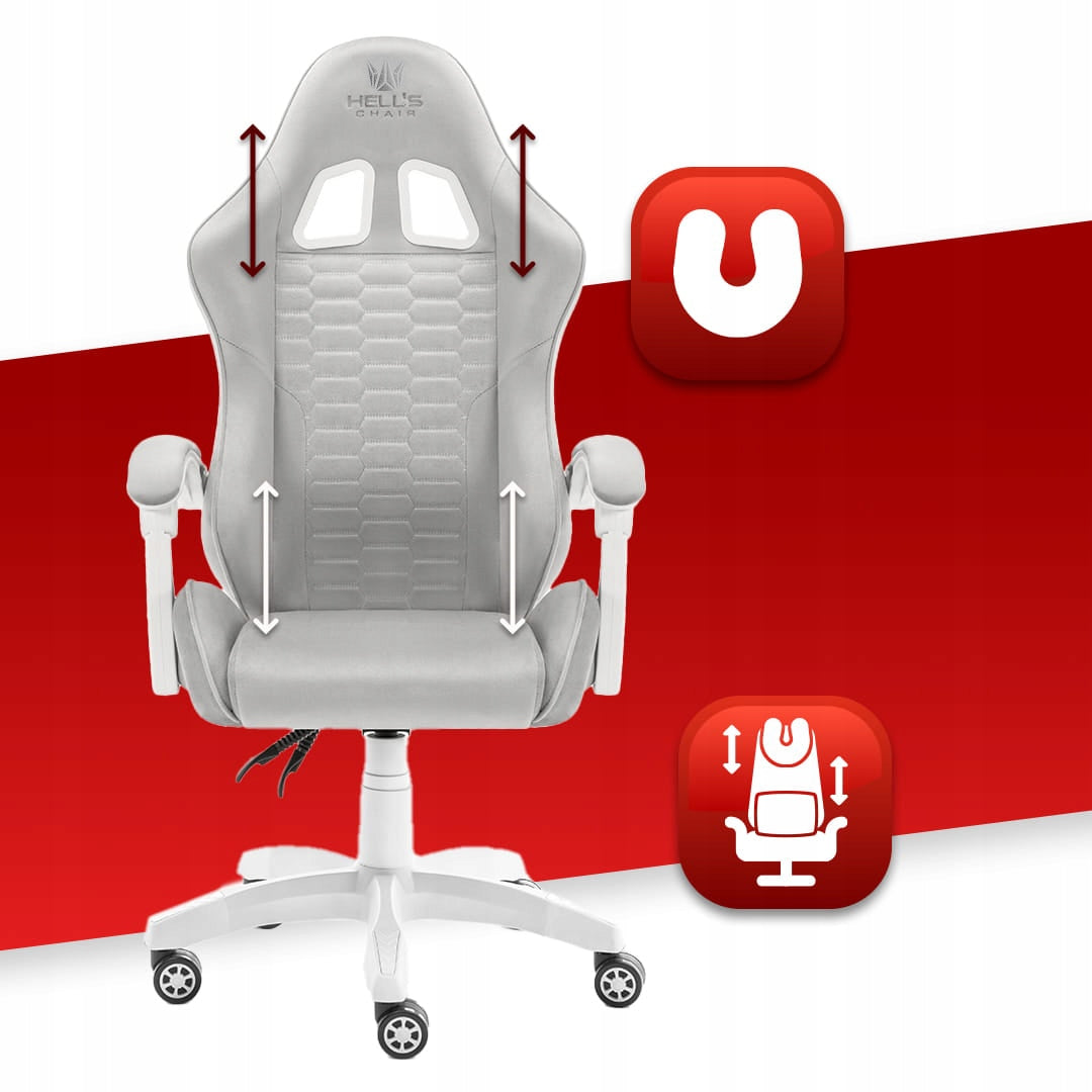 Hell's Chair HC- 1000 Grey White Fabric Furniture width 64 cm