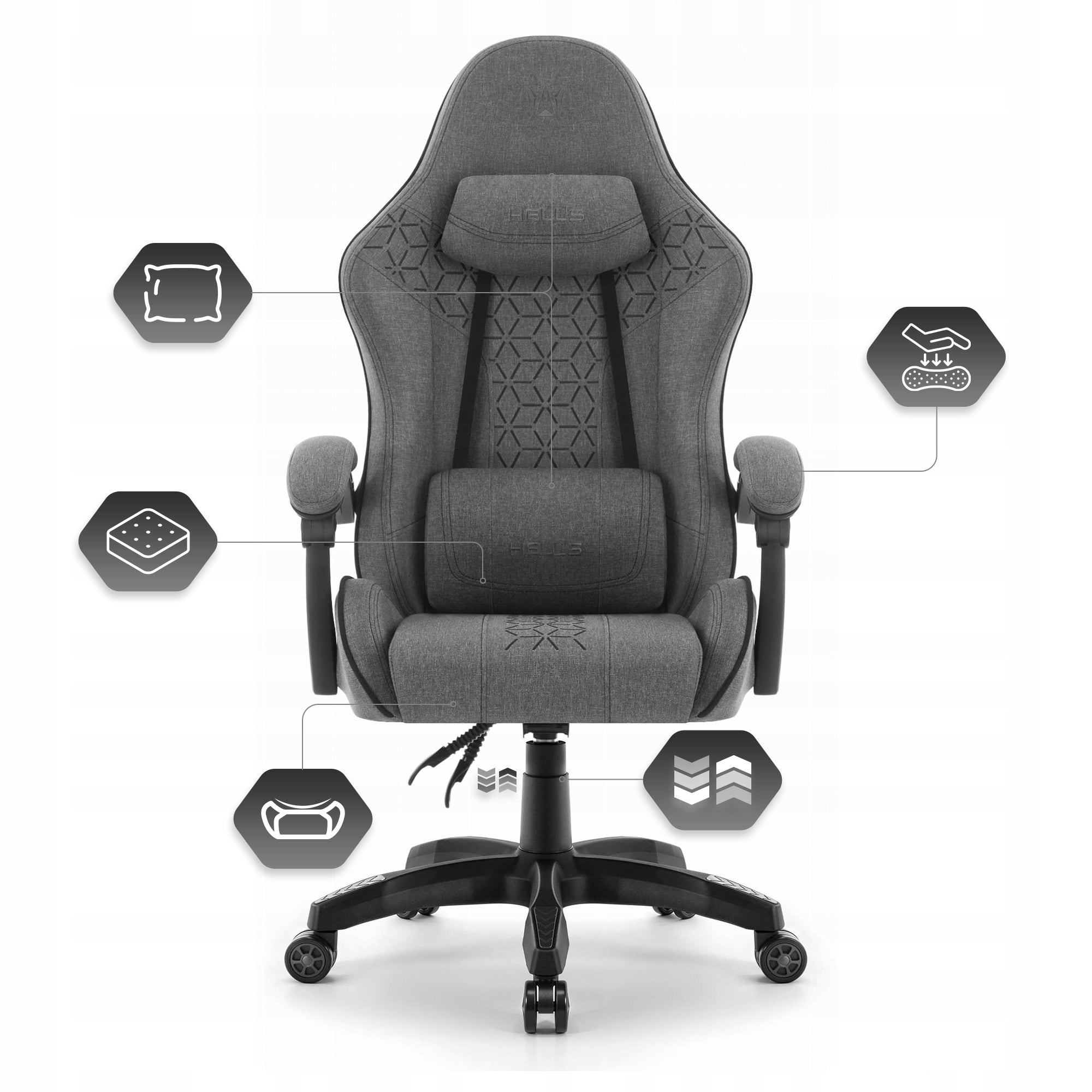 Hell's Chair HC-1008 2.0 Grey-Black Mesh Model HC- 1008 2.0 Szaro- Czarny Mesh