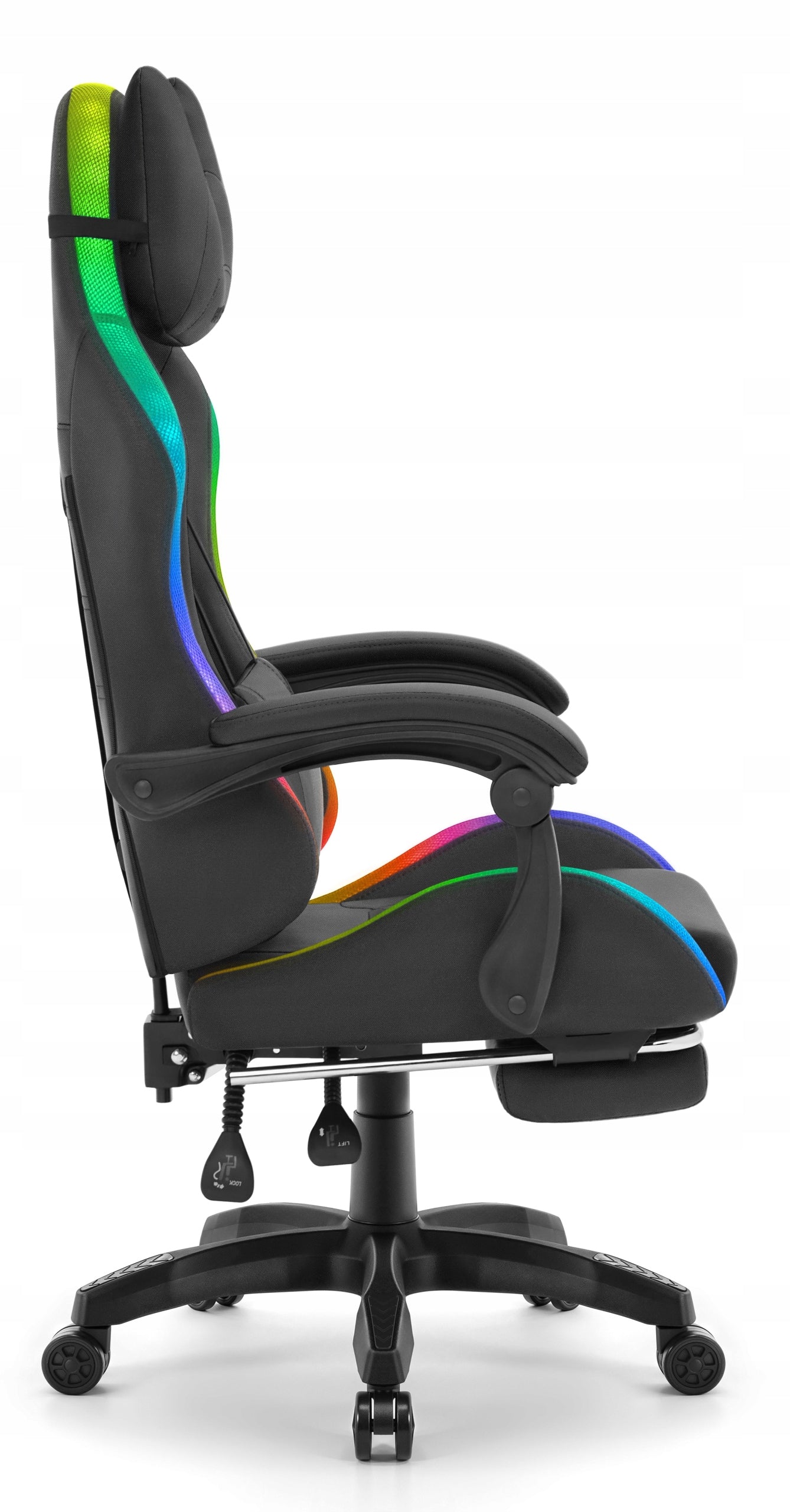 Hell's Chair HC- 1039 2.0 Black RGB LED MESH with Footrest Brand HELL'S CHAIR