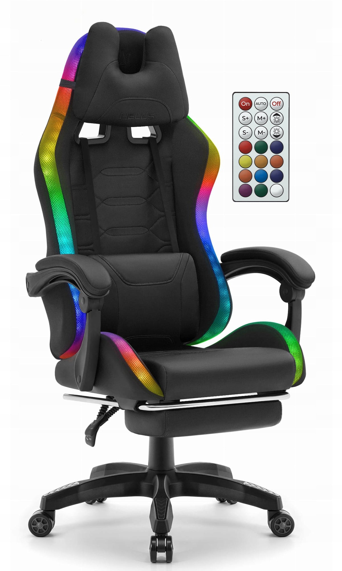 Hell's Chair HC- 1039 2.0 Black RGB LED MESH with Footrest EAN (GTIN) 5907196010668