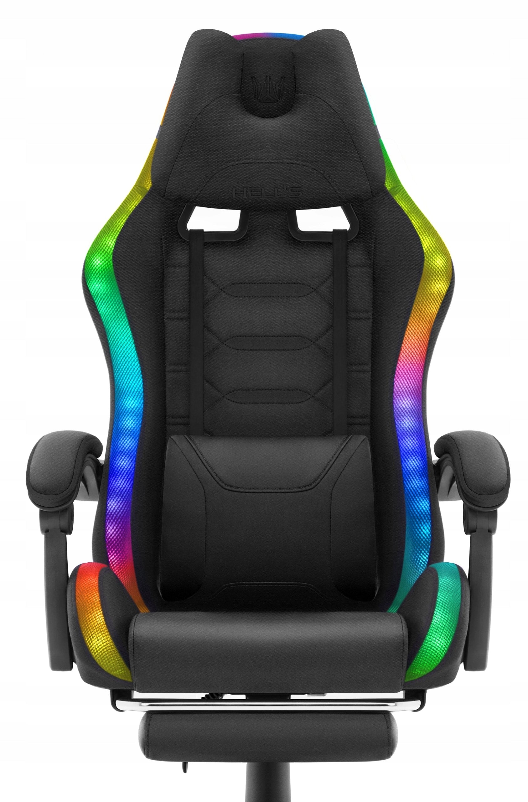 Hell's Chair HC- 1039 2.0 Black RGB LED MESH with Footrest