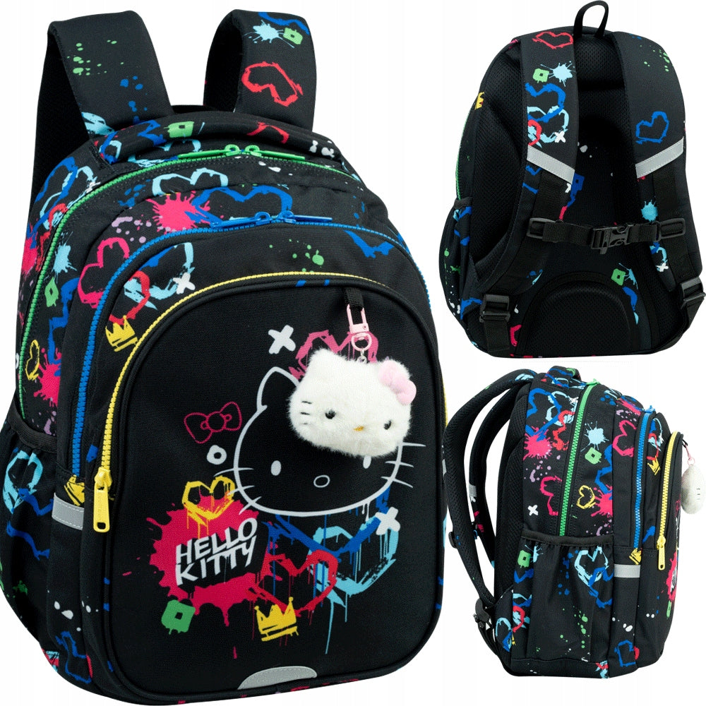 Hello Kitty Backpack Jerry school class 1-3 black neon girl Coolpack