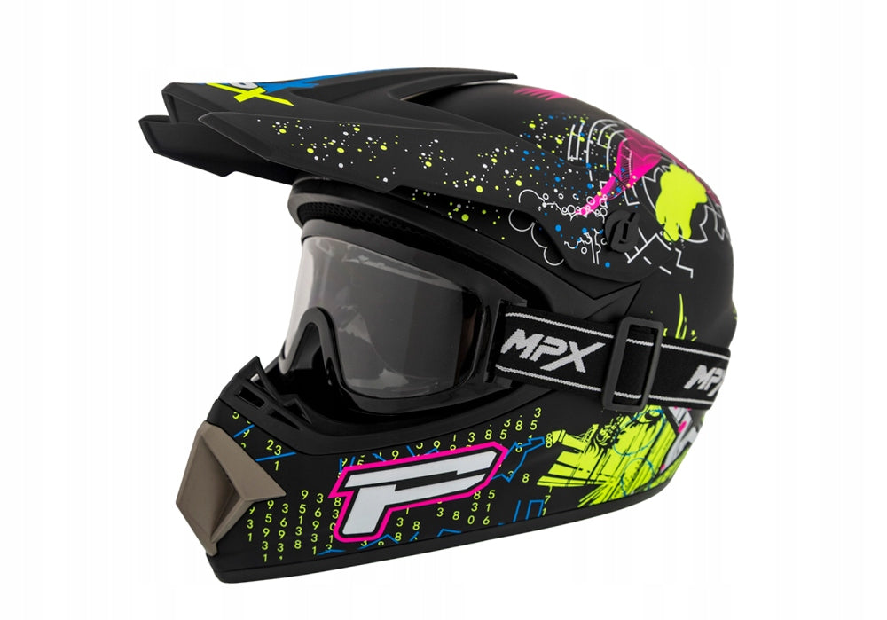 Helmet Cross M Goggles Gloves Quad ATV Enduro BMX Scooter M 57-58cm Manufacturer's catalog number MCGKZ05022