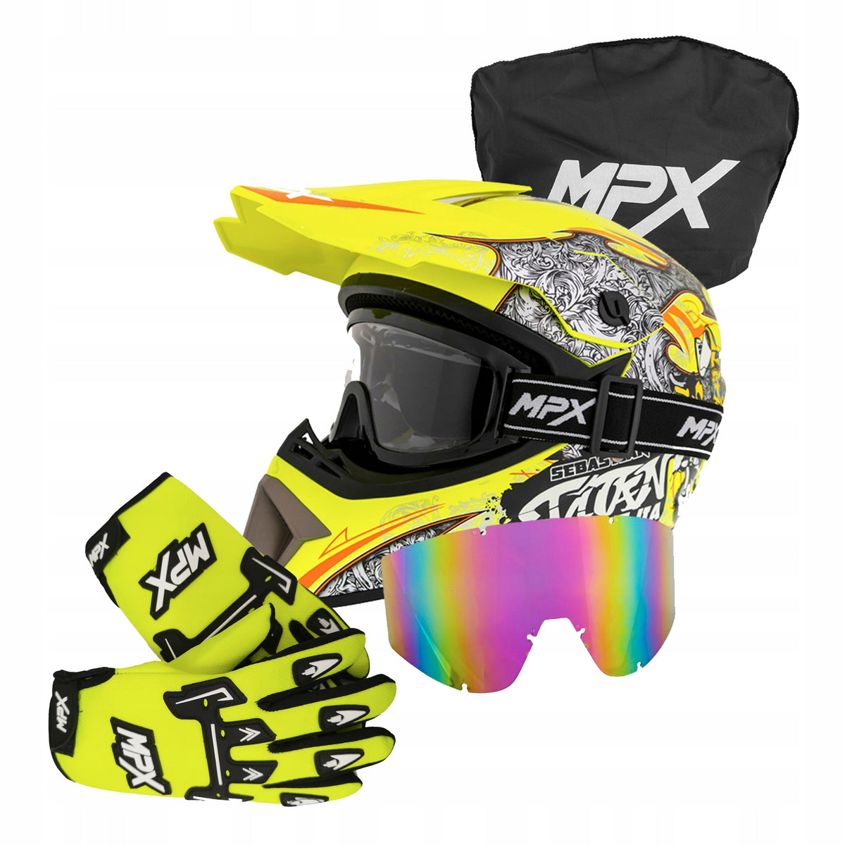 Helmet Cross M Goggles Gloves Quad ATV Enduro Scooter BMX MTB M 57-58cm