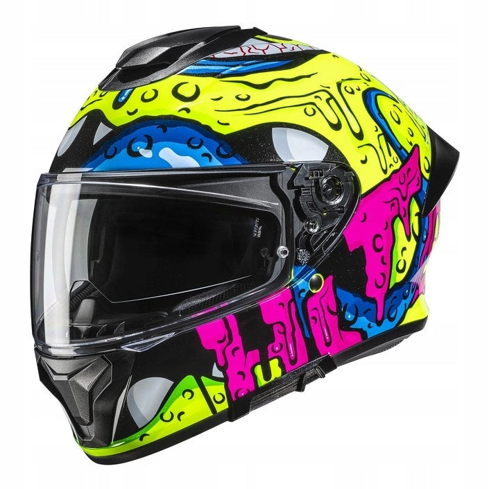 Helmet HJC C71 SQUEEZE YELLOW/PINK yellow fluo pink blue black FREEBIES