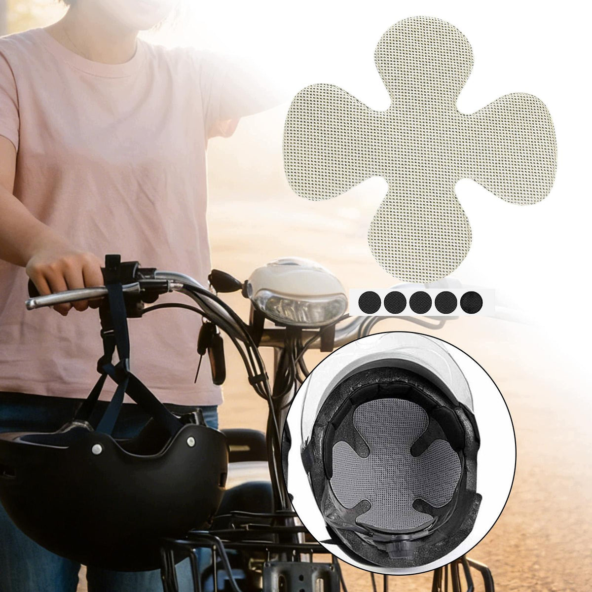 Helmet Liner Pad Universal Motorcycle Padding Insert Cushion Mat Apricot