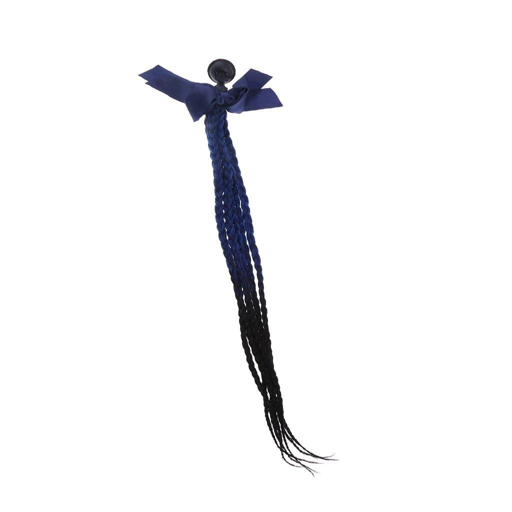 Helmet Ombre Color with Bowknot Helmet Ponytail with Black to Blue