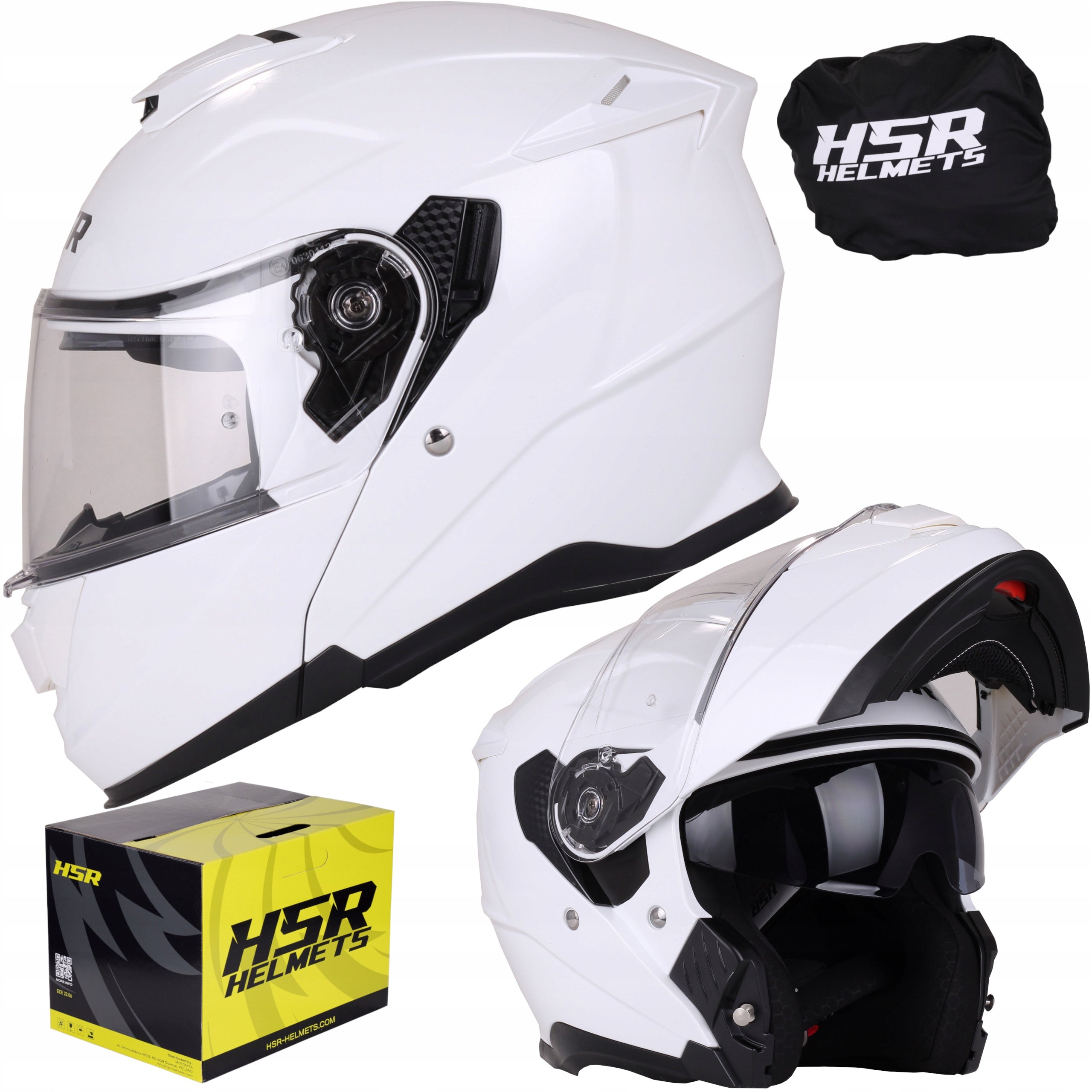 Helmet scooter motorcycle HSR HS950 white jaw with blend P/J ECE 22.06