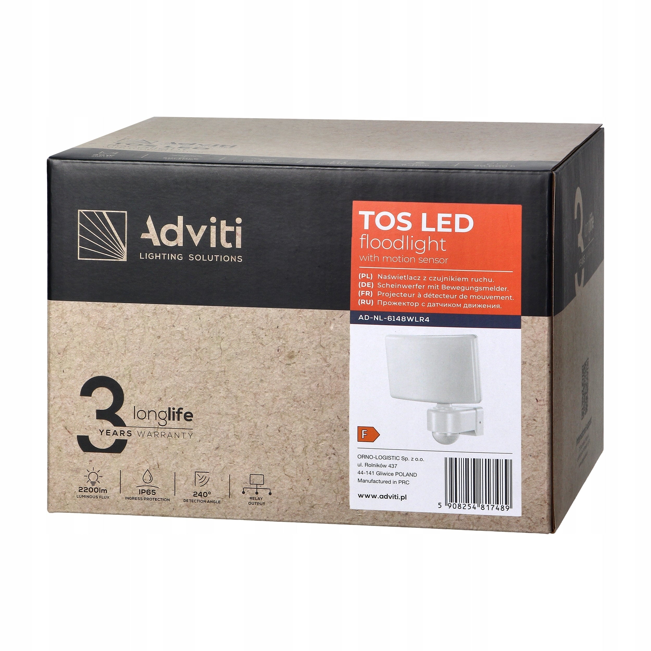 Hermetic LED Floodlight Garden Lamp TOS 30W PIR Motion Sensor White Brightness 2200 lm