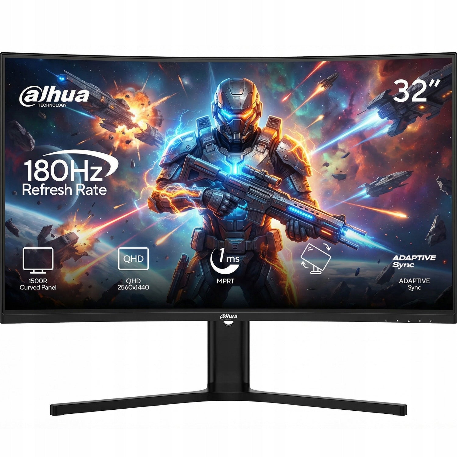 Herní zakřivený LED monitor DAHUA 32 palců 180 Hz 1MS DP HDMI VA HDR10+