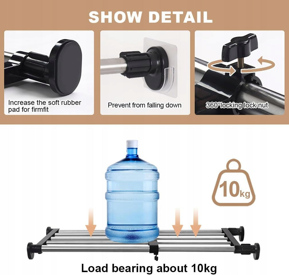 Hershii Telescopic Expansion Shelf 40-60 cm For Wardrobe Black Brand no brand