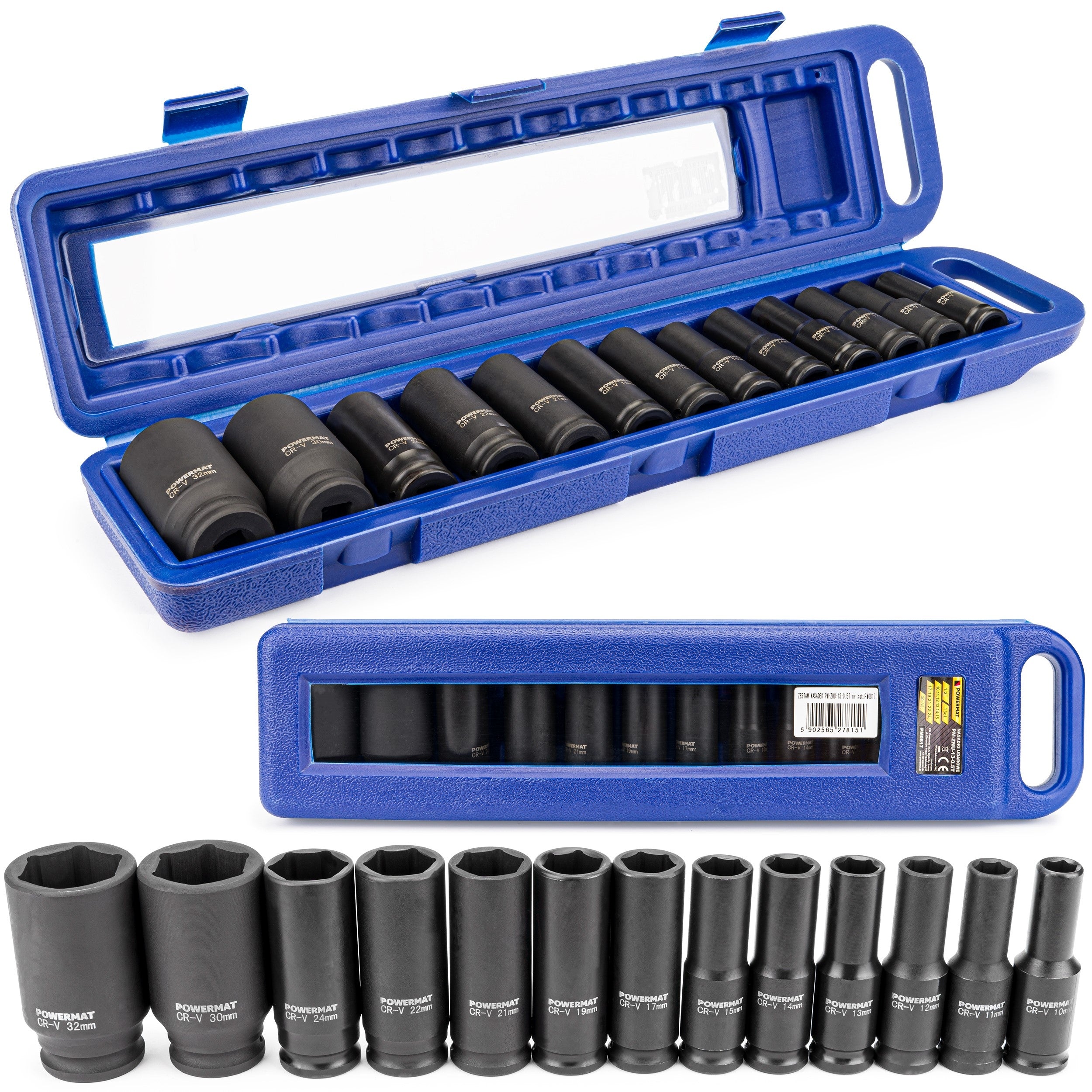 Hexagon Impact Socket Set 1/2 Inch 10-32mm