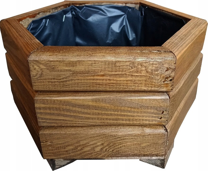 Hexagonal planter 30 cm Flowerbed Brown Thick