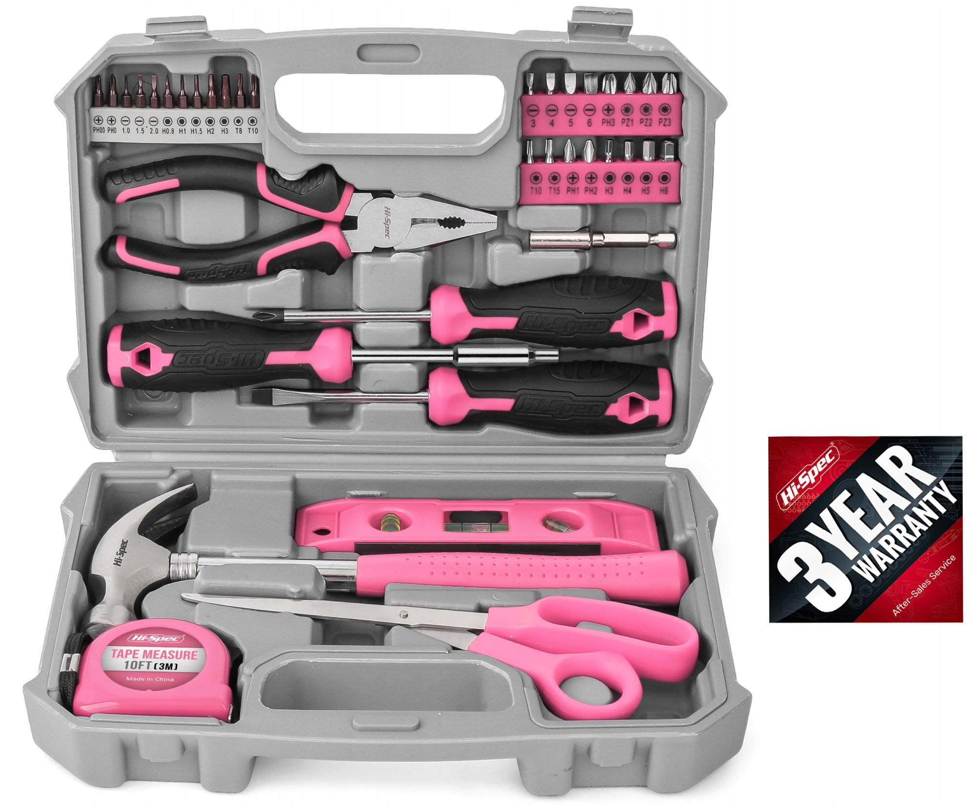 Hi-Spec 42pc Pink Home DIY Repair Hand Tool Kit Box Set. Women & Household Product weight with unit packaging 1.44 kg