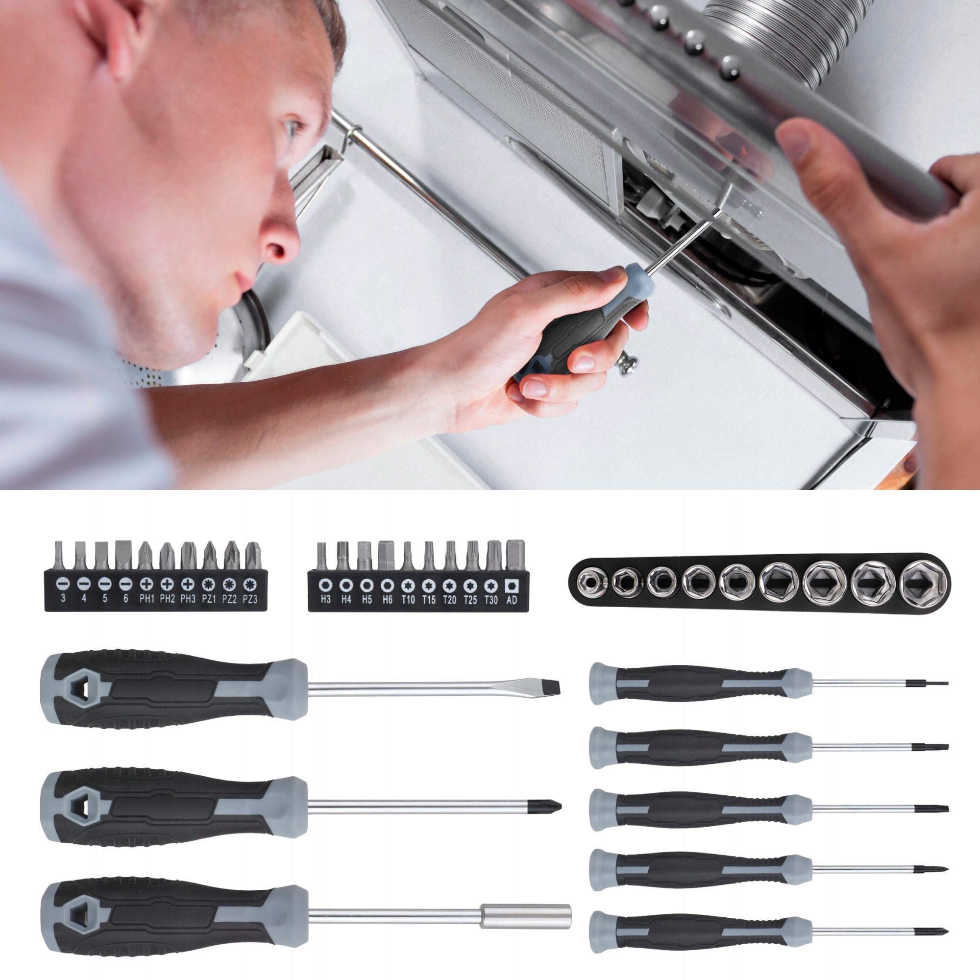 Hi-Spec 56pc Grey Home DIY Repair Hand Tool Kit Box Set. Household & Garage Manufacturer code DT9409GR-GER