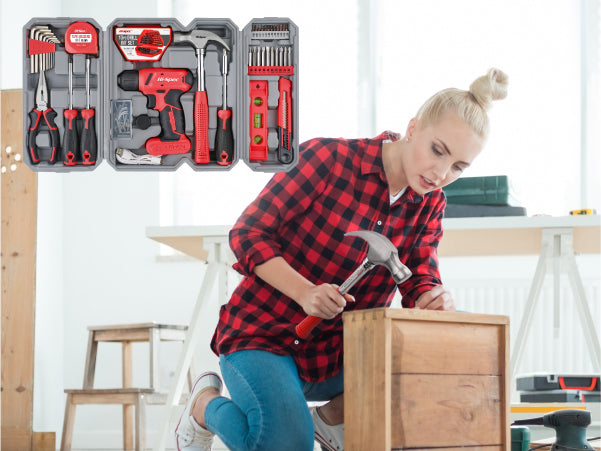 Hi-Spec 8V USB Electric Power Cordless Drill Driver and Home DIY Tool Set Number of items in the set 56
