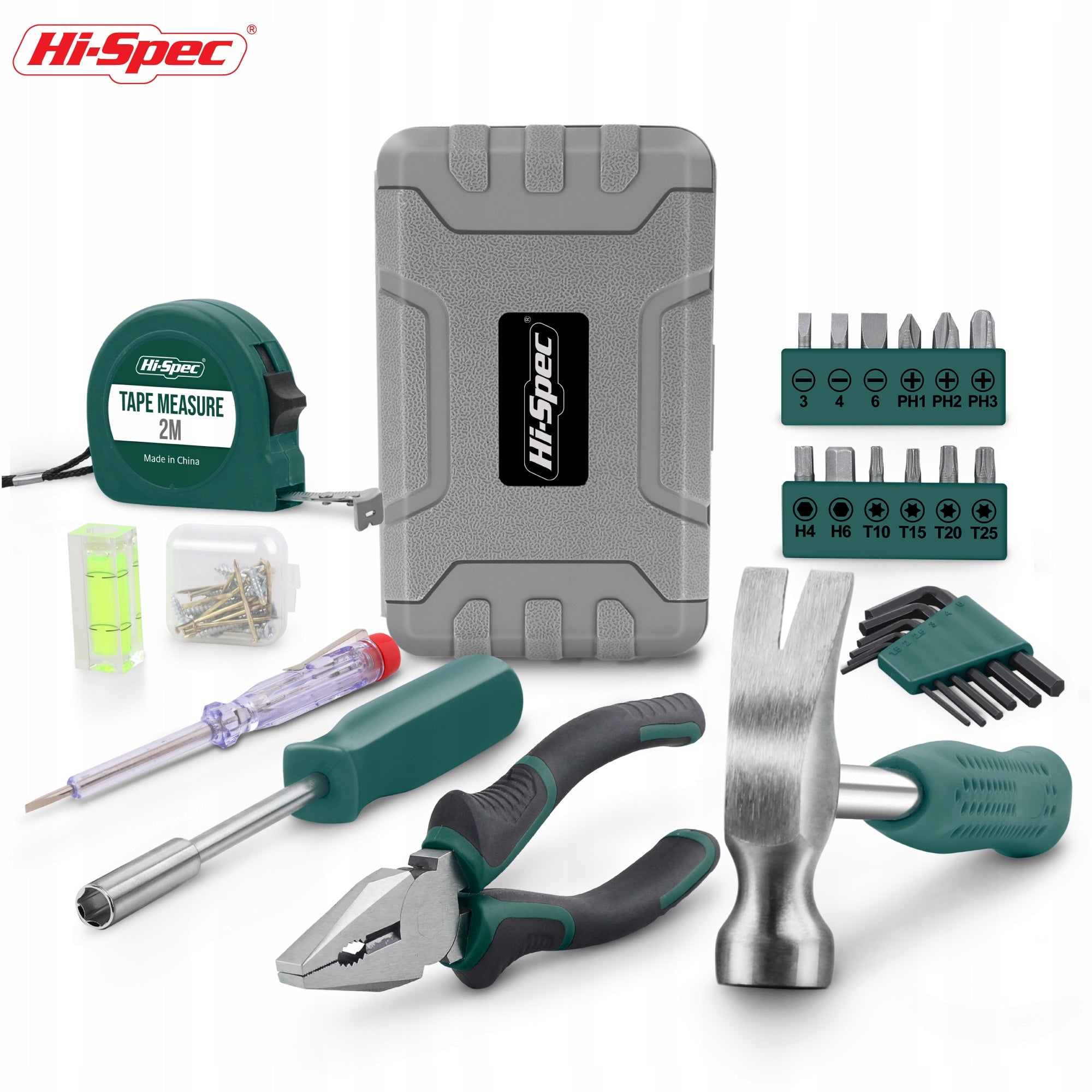 Hi-Spec Mini Tool Set 25 Pieces Green Small Compact Hand Tool Set Number of items in the set 100