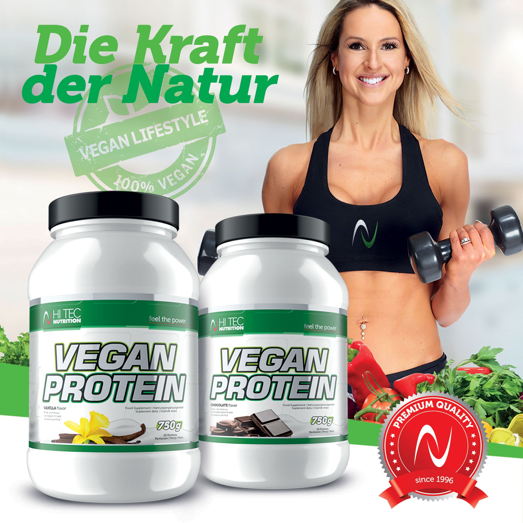 Hi TEC Vegan Protein 750g VEGAN PEA PROTEIN RICE Brand HiTec Nutrition