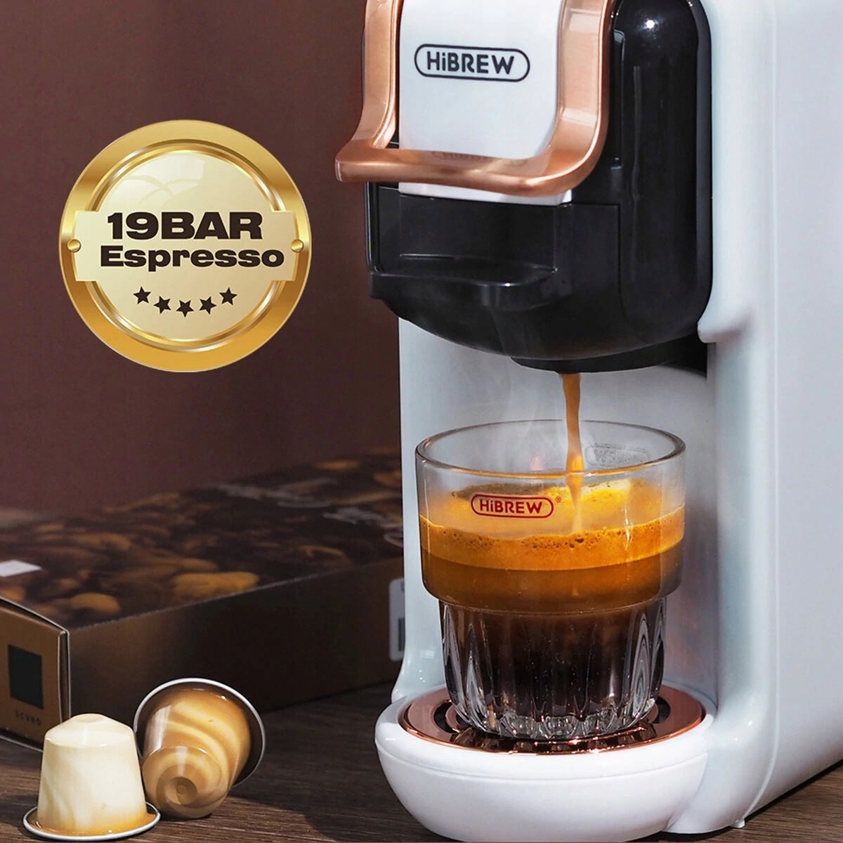 HiBREW H2B coffee maker 5in1 19 bar K-Cup Nespresso DG ESE black Brand HiBREW
