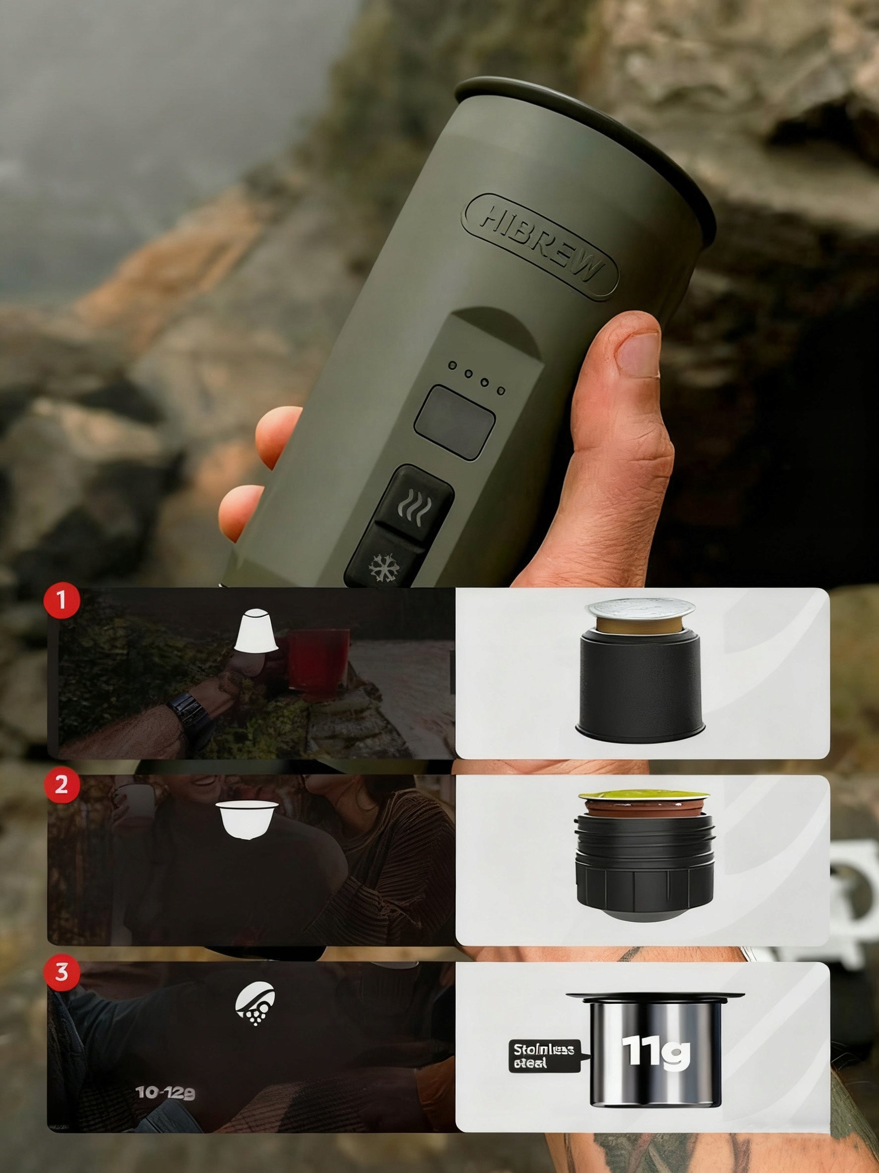 HiBREW H4C BARISTA ULTRA Portable Espresso Maker with Detachable Battery Manufacturer code H4C-BK-EU-BAG-Holder