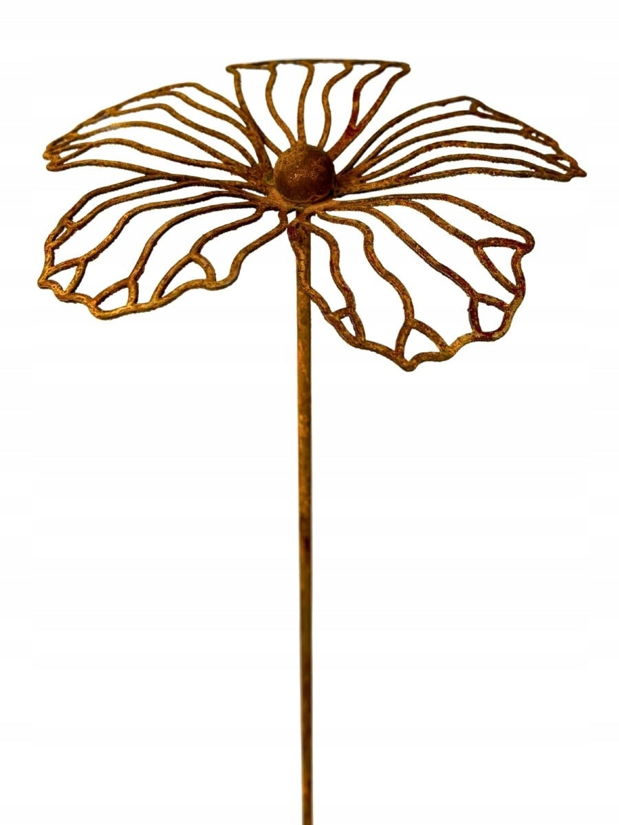 Hibiscus flower 3D 70cm | metal decoration on rod | natural rust