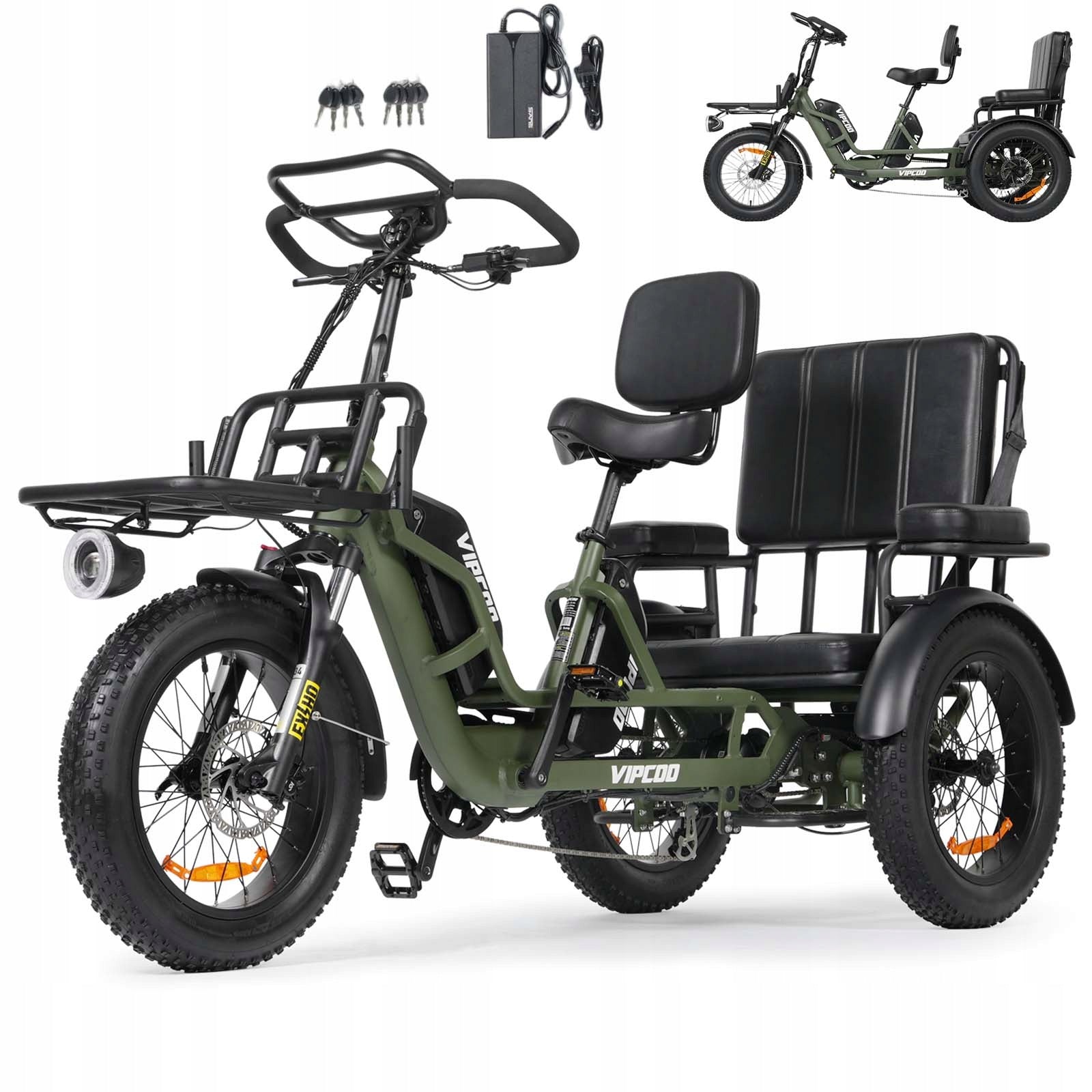 Hidoes Vipcoo R1 Foldable Electric Tricycle 200kg Load 3-Wheel Cargo Basket