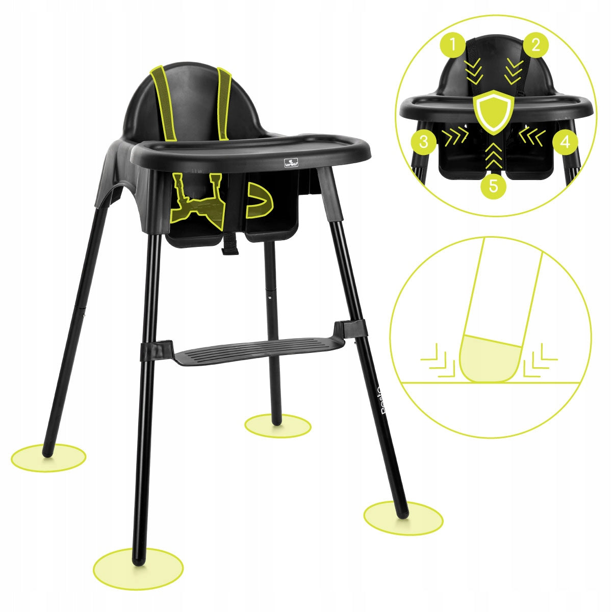 High Chair for Children with Footrest Pesto Black Manufacturer code 10100582501