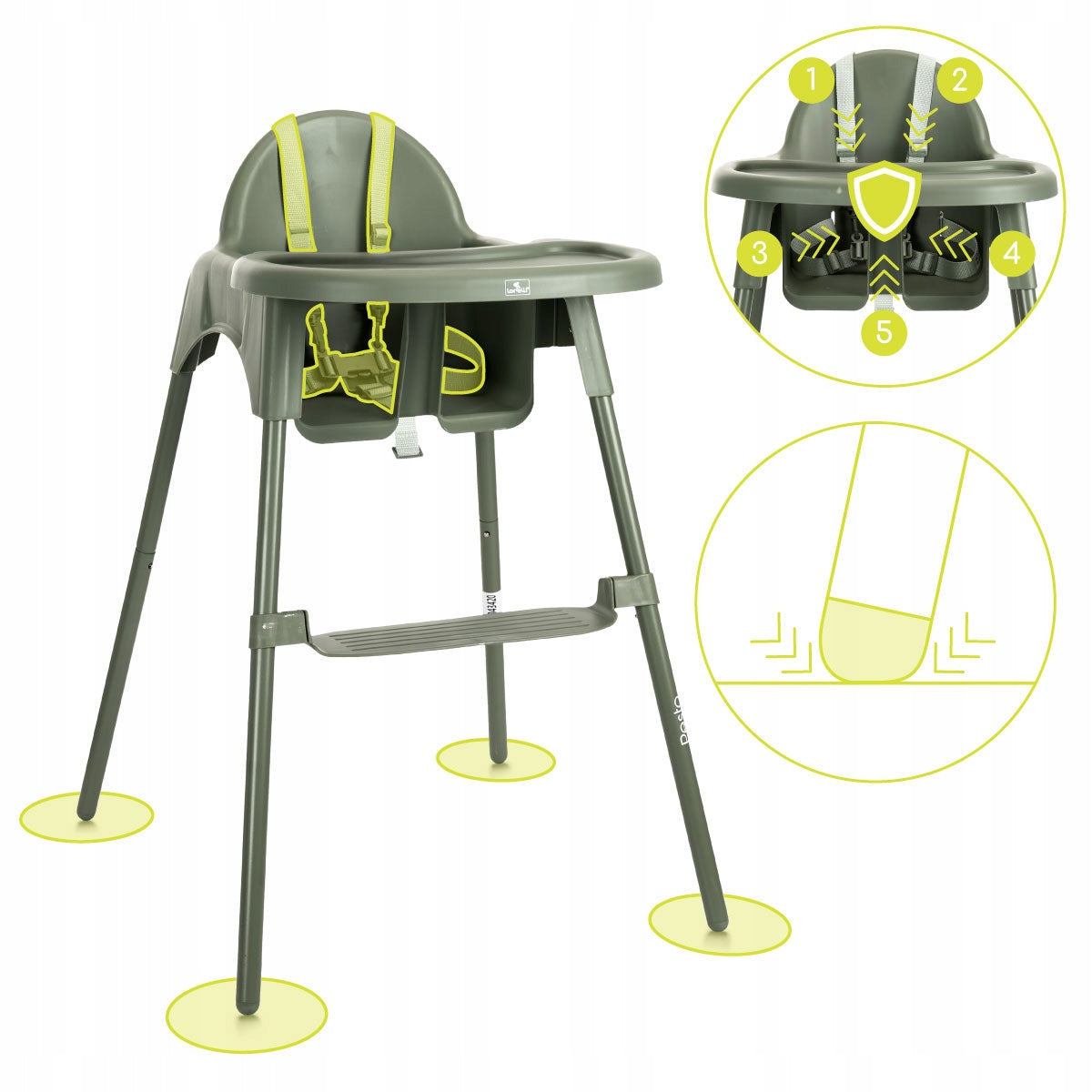 High Chair for Children with Footrest Pesto Green Manufacturer code 10100582504