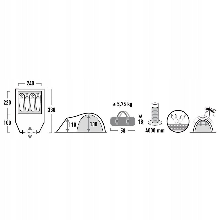 High Peak 4 Person Camping Tent Talos 4 11510 Brand High Peak