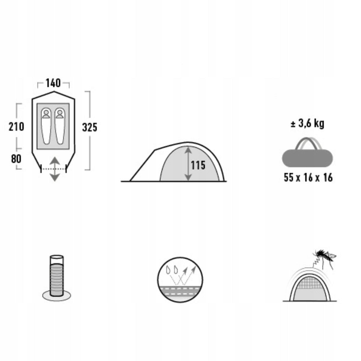 High Peak Nevada 2.1 tourist tent green 10350 Brand High Peak
