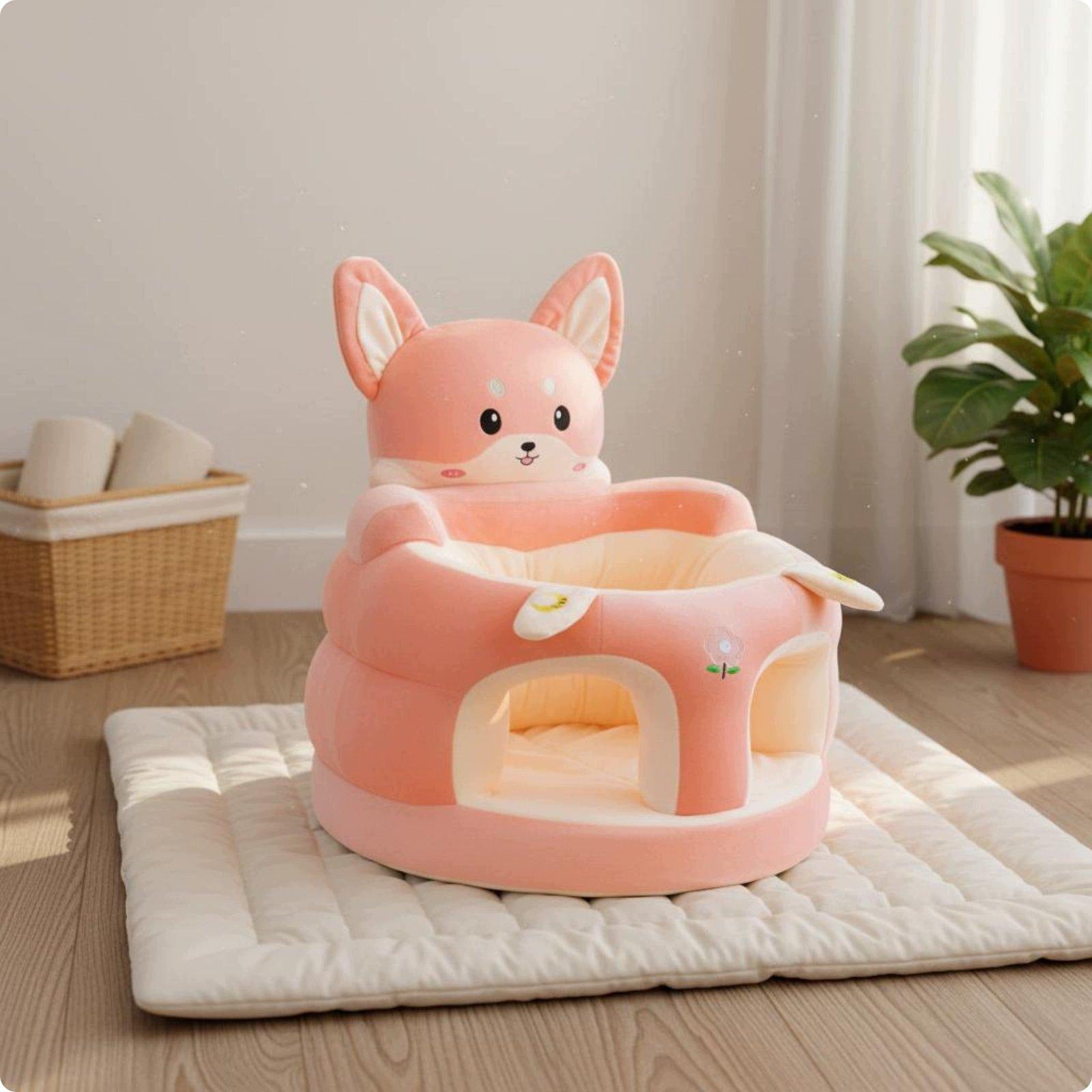 High Resilience Foam Children Support Seat Cushioned Baby Lounger Chair Fox
