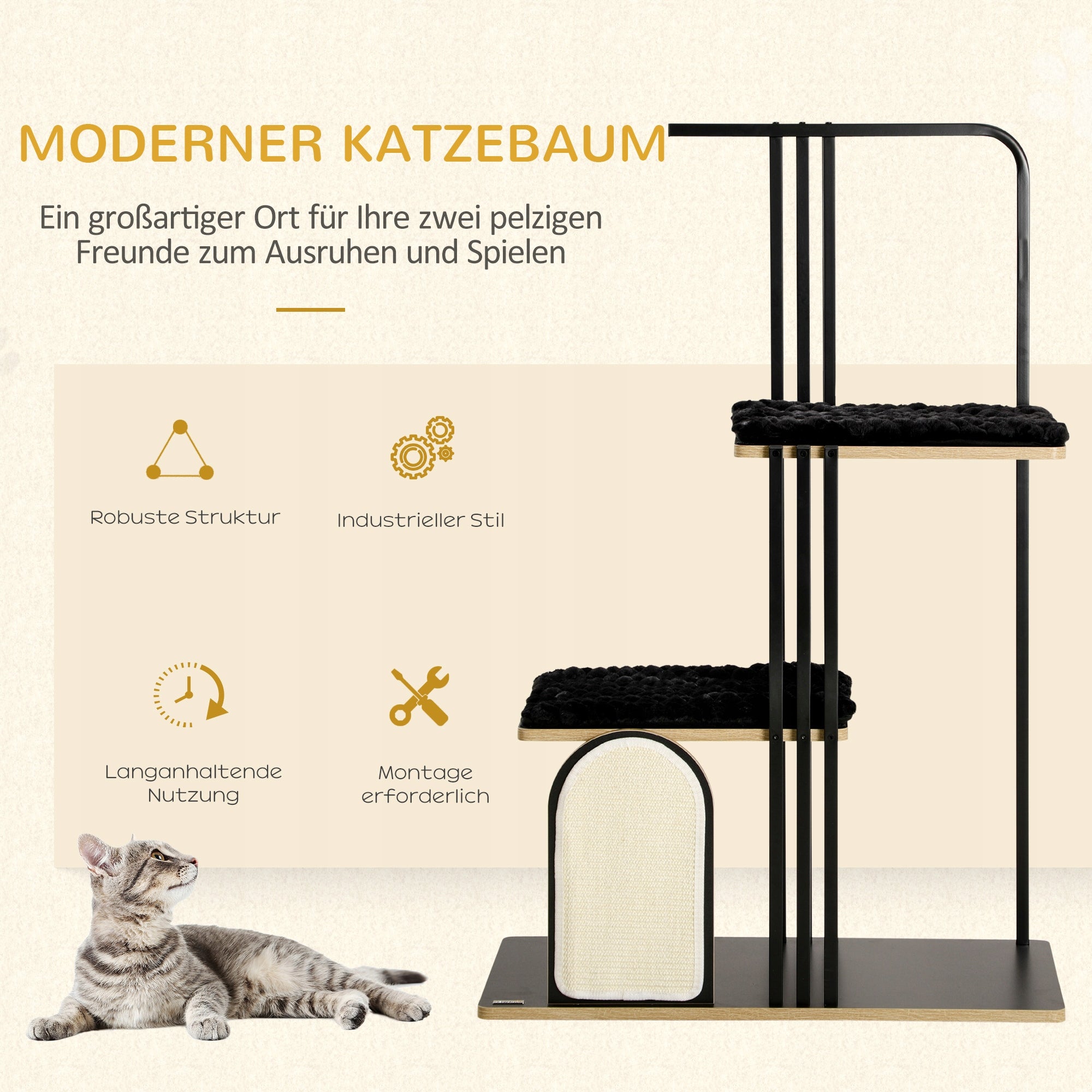 High Scratcher for Cat with Ladder Cushion Steel 128 cm Kind tall scratching post